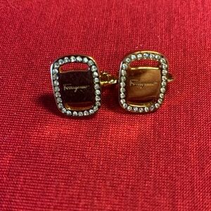 Ferragamo Gold and Crystal Earrings